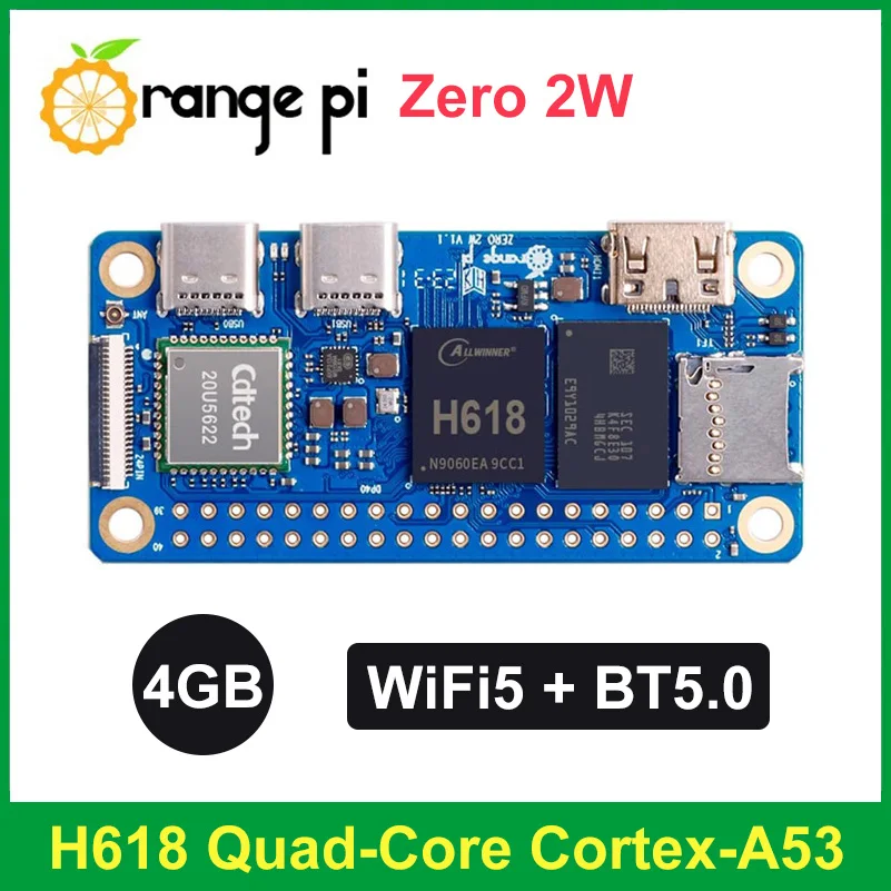 

Мини-компьютер Orange Pi Zero 2 Вт 4 Гб ОЗУ DDR4 Allwinner H618 четыре ядра WiFi5 BT 5,0 SBC одна плата OPI Zero 2 Вт