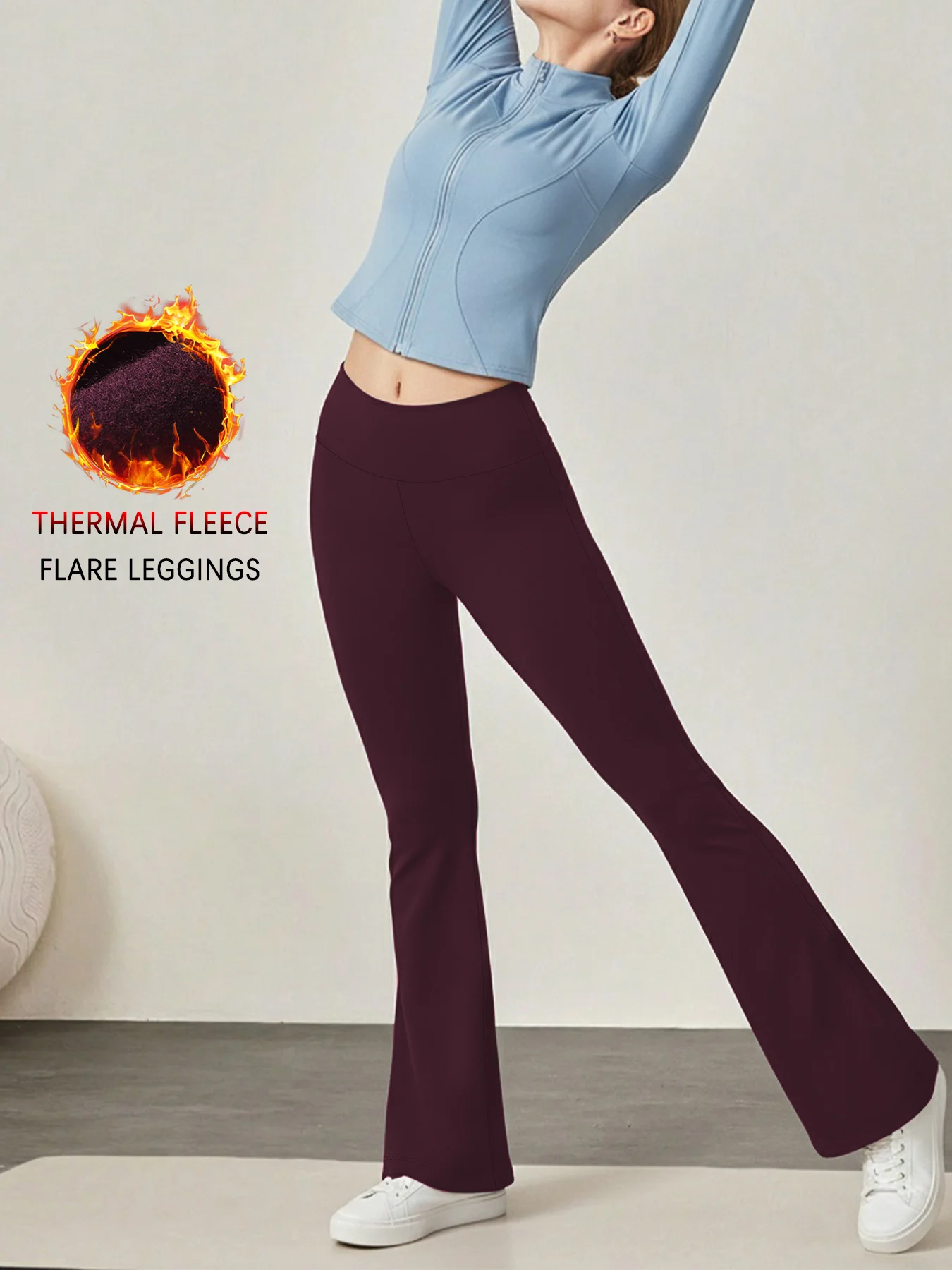 Women's Fleece lining Leggings - High Waisted Super Soft Flare Pants with Tummy Control Feature.