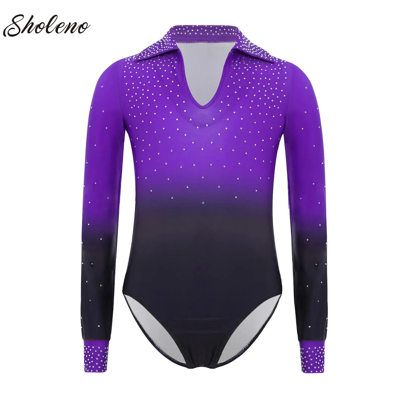 

Kids Boys Ballet Leotard Shiny Rhinestones Latin Tango Dance Performance Costume Modern Ballroom Bodysuit Athletic Jumpsuit