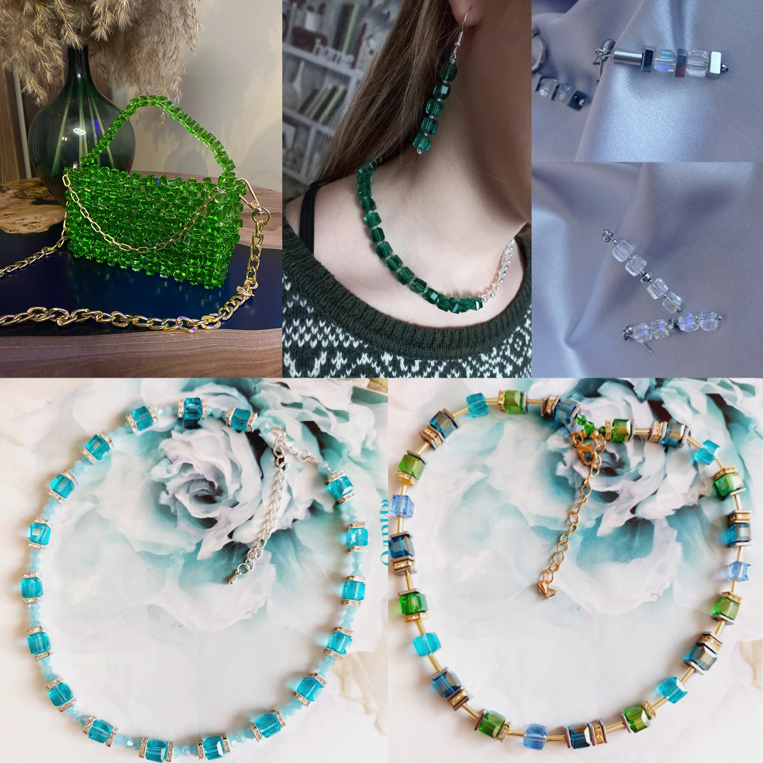2 3 4mm AB Color Cube Crystal Glass Beads Loose Spacer Square Beads for Jewelry Making DIY Bracelet Necklace Wholesale Earrings