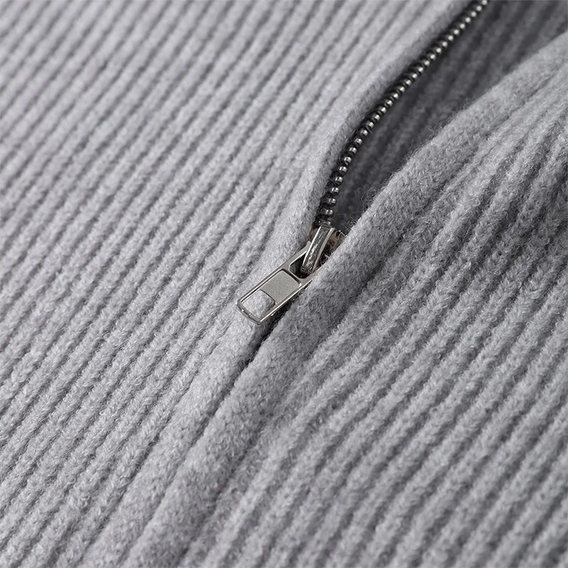 Vintage Knit Zipper Cardigan For Women Solid Loose O Neck Long Sleeve Sweater Top Female Fall Winter All-matching Knitwear