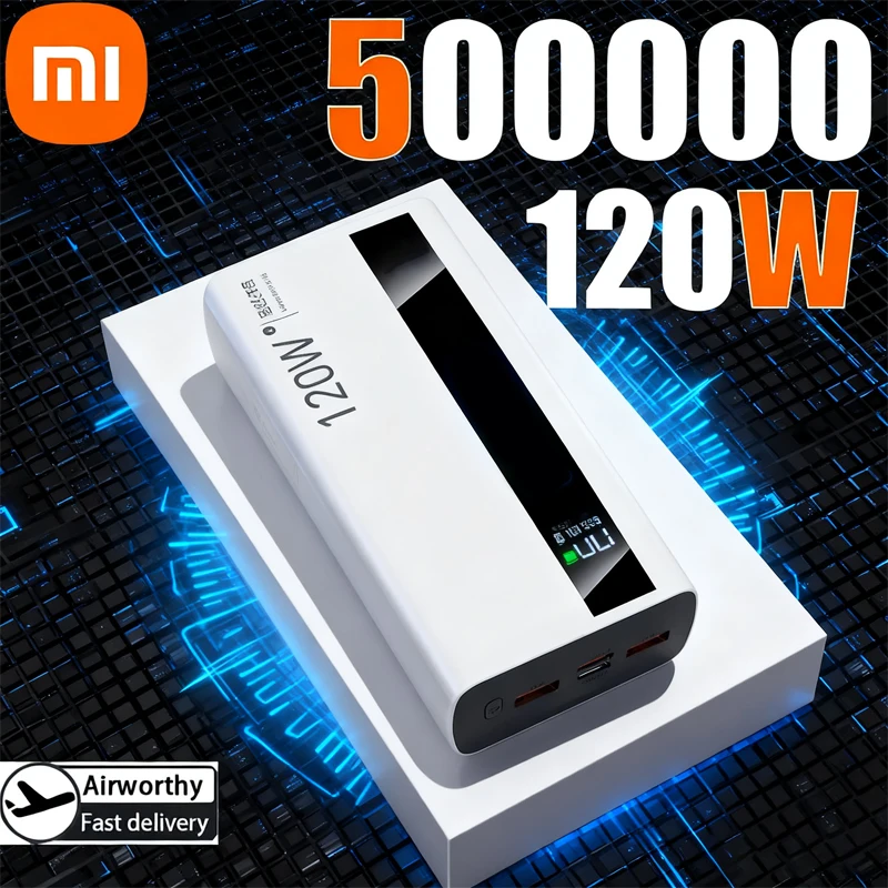 Xiaomi 500000mAh de alta capacidad 120W banco de energía de carga súper rápida cargador de batería portátil para iPhone Samsung Huawei