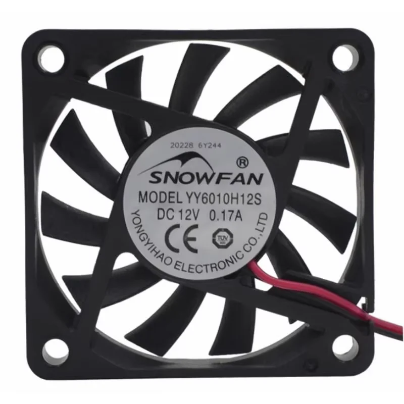 YY6010H12S SNOWFAN DC 12V 0.17A 60x60x10mm พัดลมทำความเย็นเซิร์ฟเวอร์2สาย