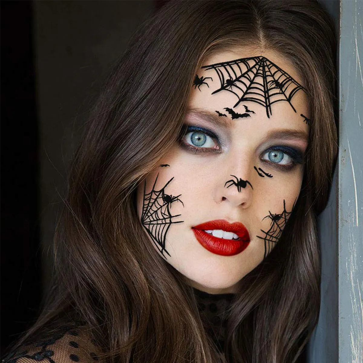 

Temporary Tattoo Stickers Waterproof Body Art Decals Scary Spider Web Designs for Halloween Party Favors Safe Eco Friendly