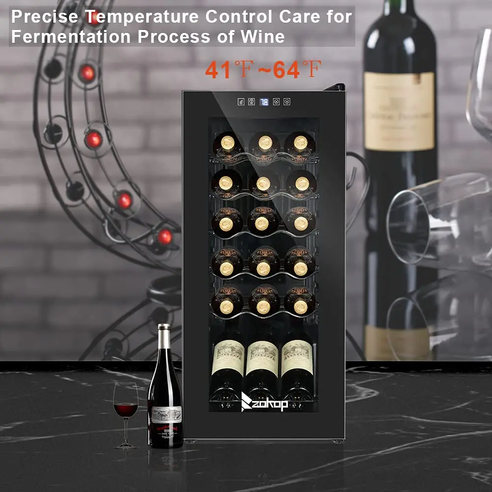 18 Bottle 1.8Cu.Ft Compressor Wine Cooler Refrigerator with Temperature Control for Home Bar, 115V 60Hz Black 52L, Customized