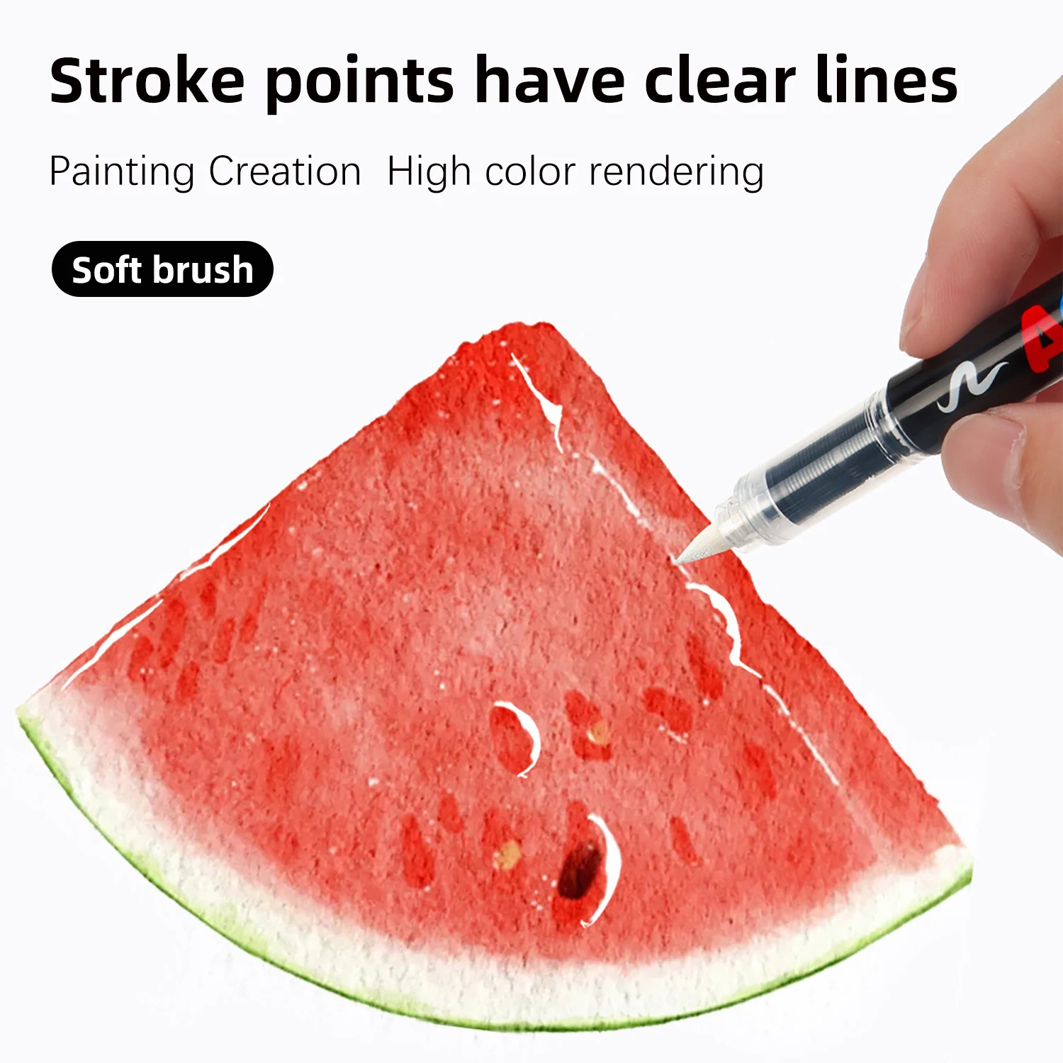 طرف فرشاة لعلامات طلاء الأكريليك، 12 قطعة من أقلام التحديد الأكريليك ذات الطرف الناعم باللونين الأبيض والأسود مع نظام التحكم في الحبر السائل المباشر، القماش، إلخ