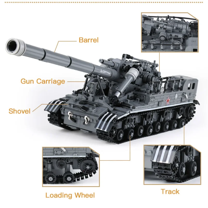 Kreatywna seria wojskowa MOC cegły Model T92 zestaw czołgów edukacja dla dzieci klocki do budowy zabawki DIY 1832 sztuk Model czołgu prezenty