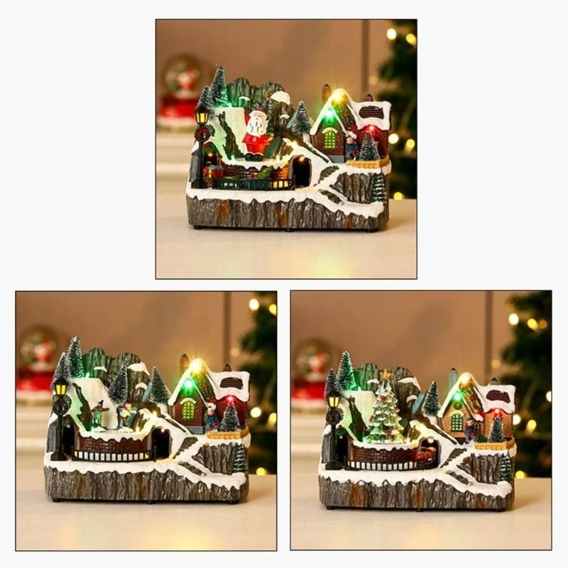 

Рождественская деревня статуэтка с светодиодным световым праздничным новым годом вечеринки