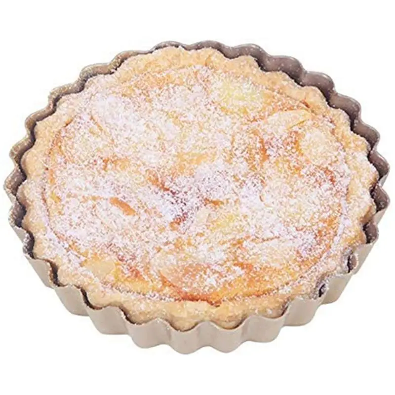 Cost Effective 3X Tart Pan, 4 Inch Mini Quiche Pan Removable Bottom Non-Stick Tin, For Oven Baking Carbon Steel Gold Pie Pan.(4