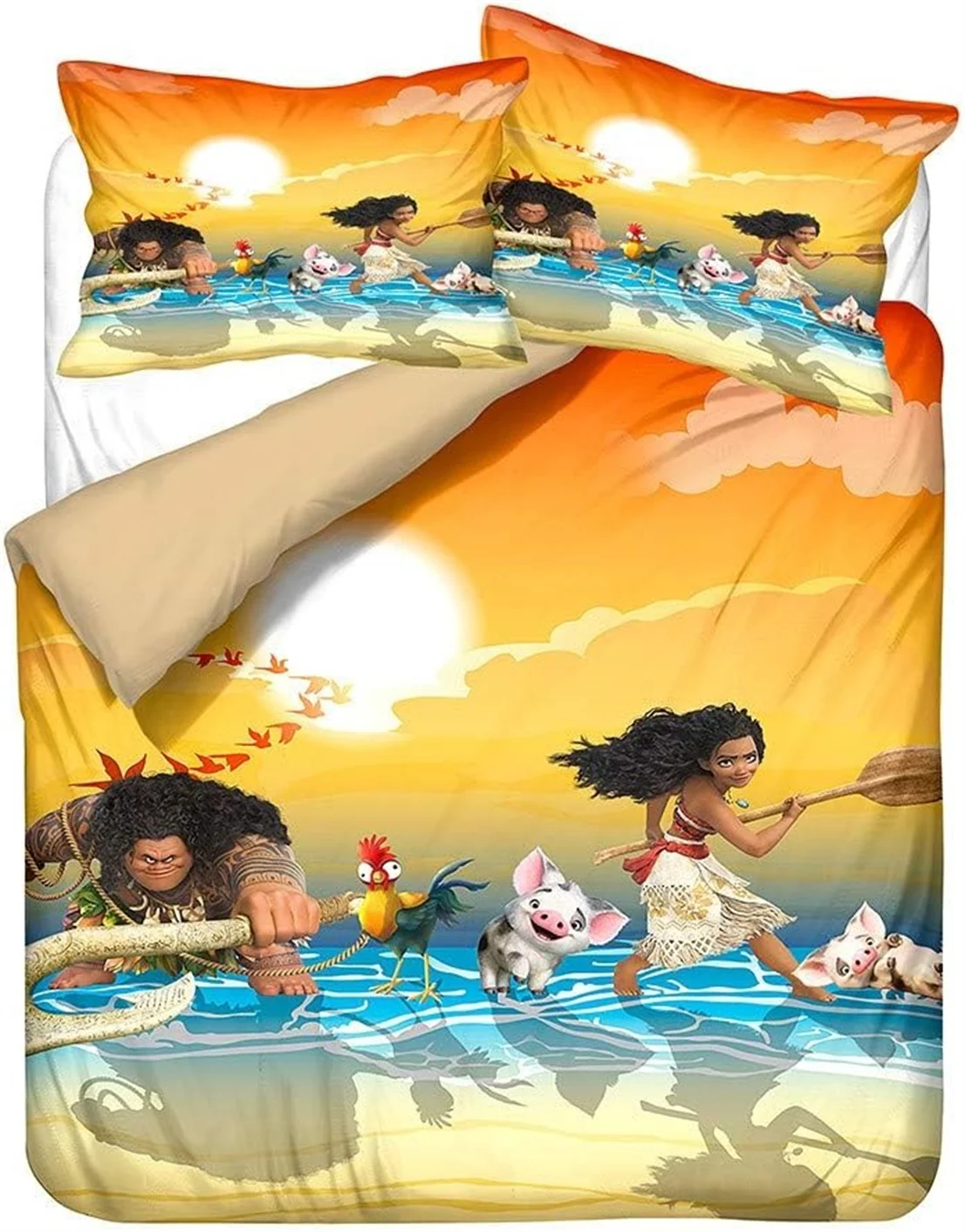 Anime Moana Maui Quilt Duvet Cover Disney Moana Bedding Set and Pillowcase Ocean 3D Printed Quilt Cover For Kids Adult