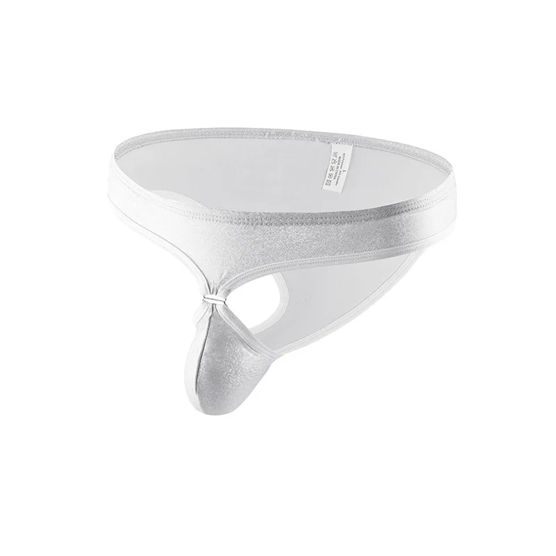Shiny Glossy Brief for Men Sexy U Convex Pouch Hifh Fork Tanga Metal Buckle Exposed Buttocks Underpants Homme Porn String Bikini