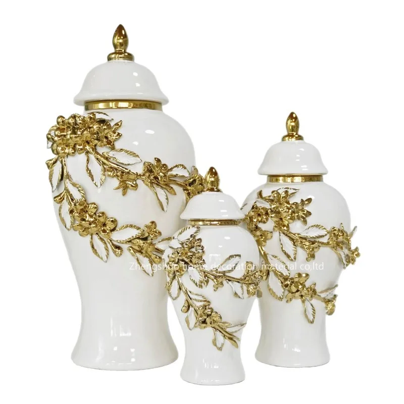 European light luxury handmade decal electroplated gold general bottle living room hotel flower arrangement craft decoration