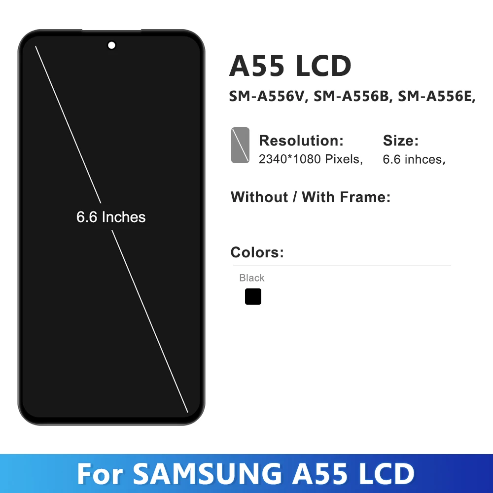 Super OLED For Samsung A55 5G LCD A556U A556B A5560 Display Touch Screen Digitizer For Samsung A556E LCD Replacement