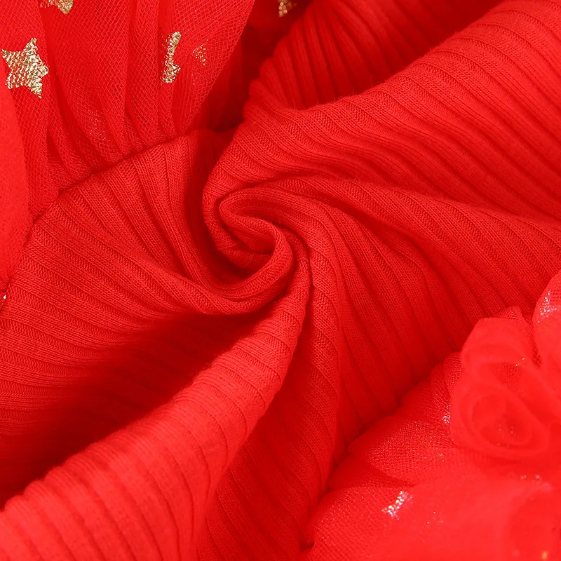 Weihnachts-Schwestern-Partnerlook: Ärmelloses Rüschen-Schulterkleid mit Weihnachtsbaum-Motiv für Mädchen (0-6 Jahre) – Detail 13
