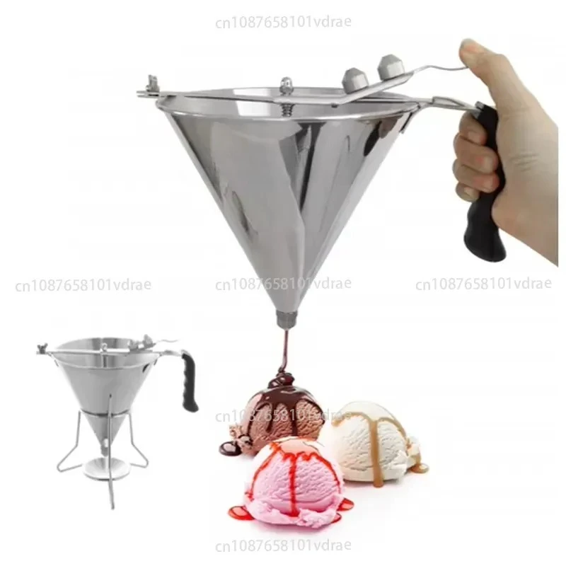 Stainless Steel Kitchen Tools Pancake Batter Dispenser with Handle Funnel for Filter Cake Metal 194*290mm