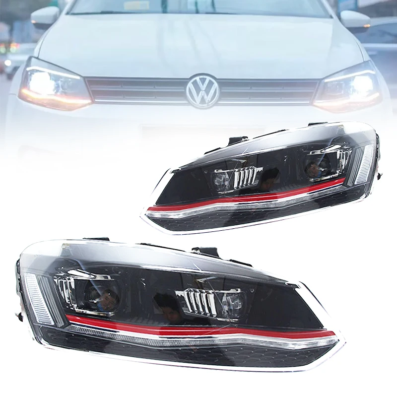 

2018-2020 VW Polo светодиодные фары в сборе с линзами дневного тюнинга, комплект кузова, включая задние фонари, галогенные ксеноновые фары