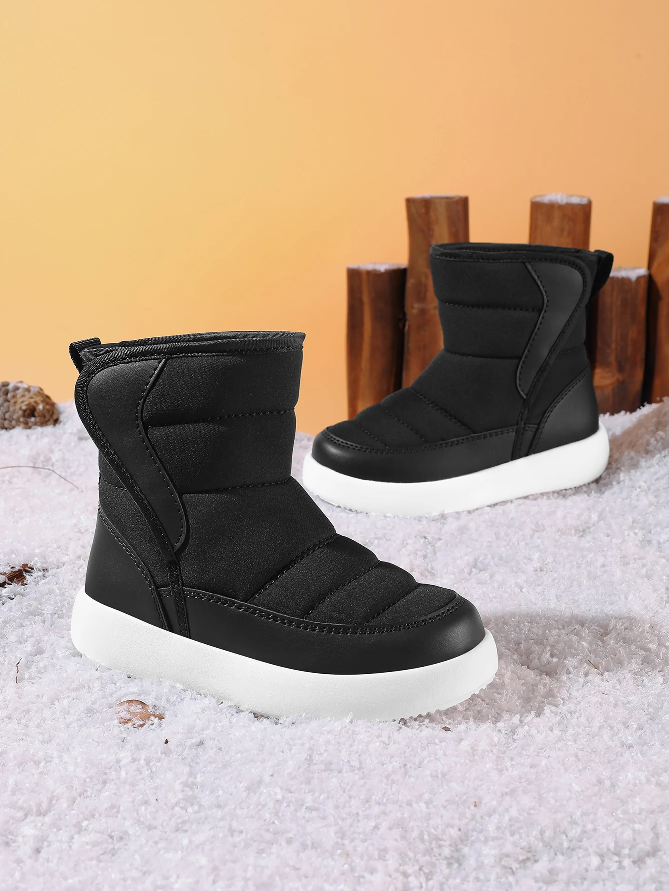 Snow Boots Waterproof 2024 New Short Boots Thick-Soled Warm Lightweight Cotton Shoes Popular Versatile Kidsren\'s Casual Shoes