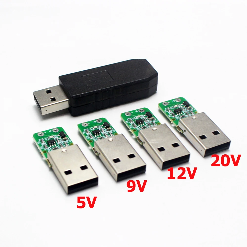 1Pc QC To 5V 9V 12V 20V Power Buck Module USB 2.0 QC2.0/3.0 Decoy Trigger Board Induction Cable Male Plug Connector With Housing