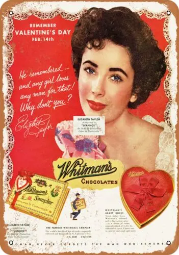 Metal Sign - 1952 Elizabeth Taylor for Whitman's Candy - Vintage Look R