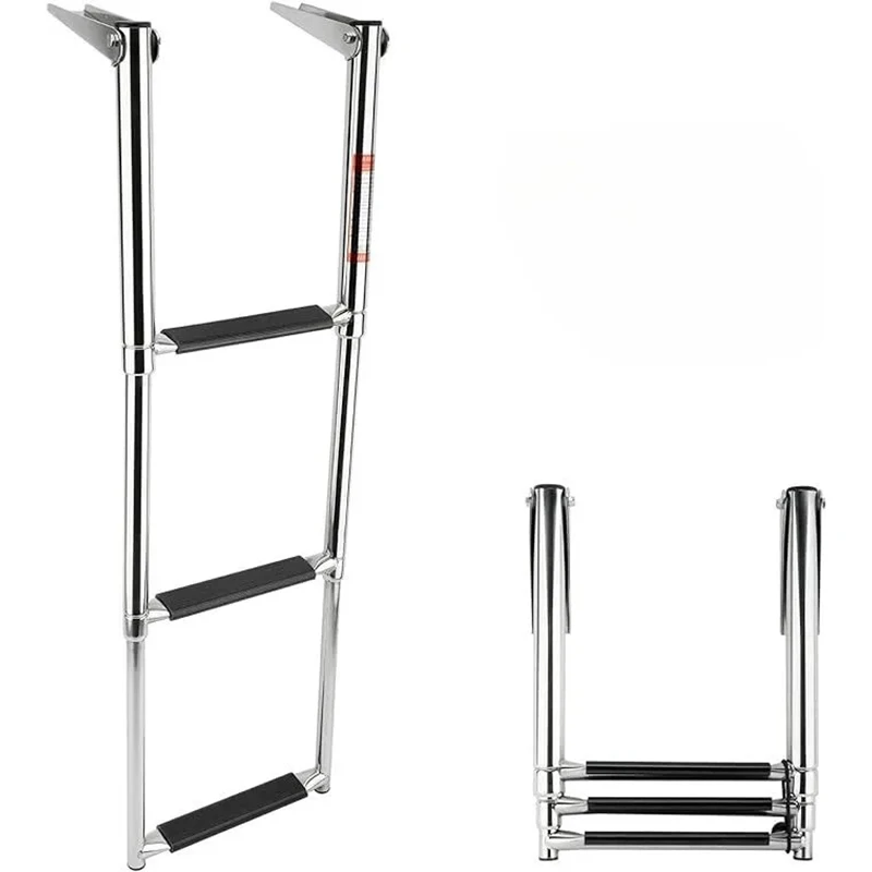 

Winibo Boat Accessories 3 Step Stainless Steel Non Slip Marine Boat Yacht Telescoping Folding Ladder Platform Boarding Hardware