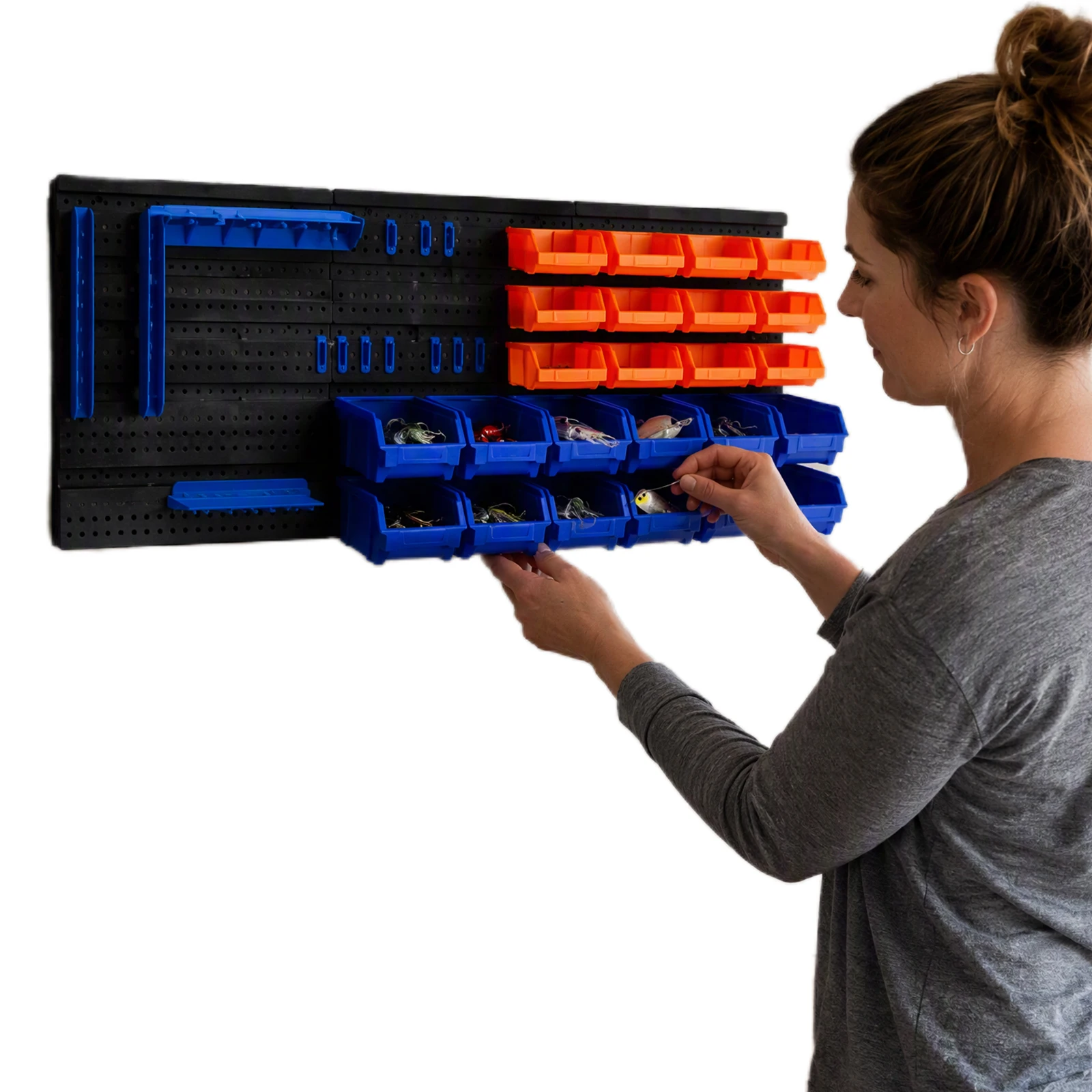 41-Piece Pegboard Bin Storage Wall Mount Organizer Kit for Garage Workshop Hardware Screws Bolts Parts Tools