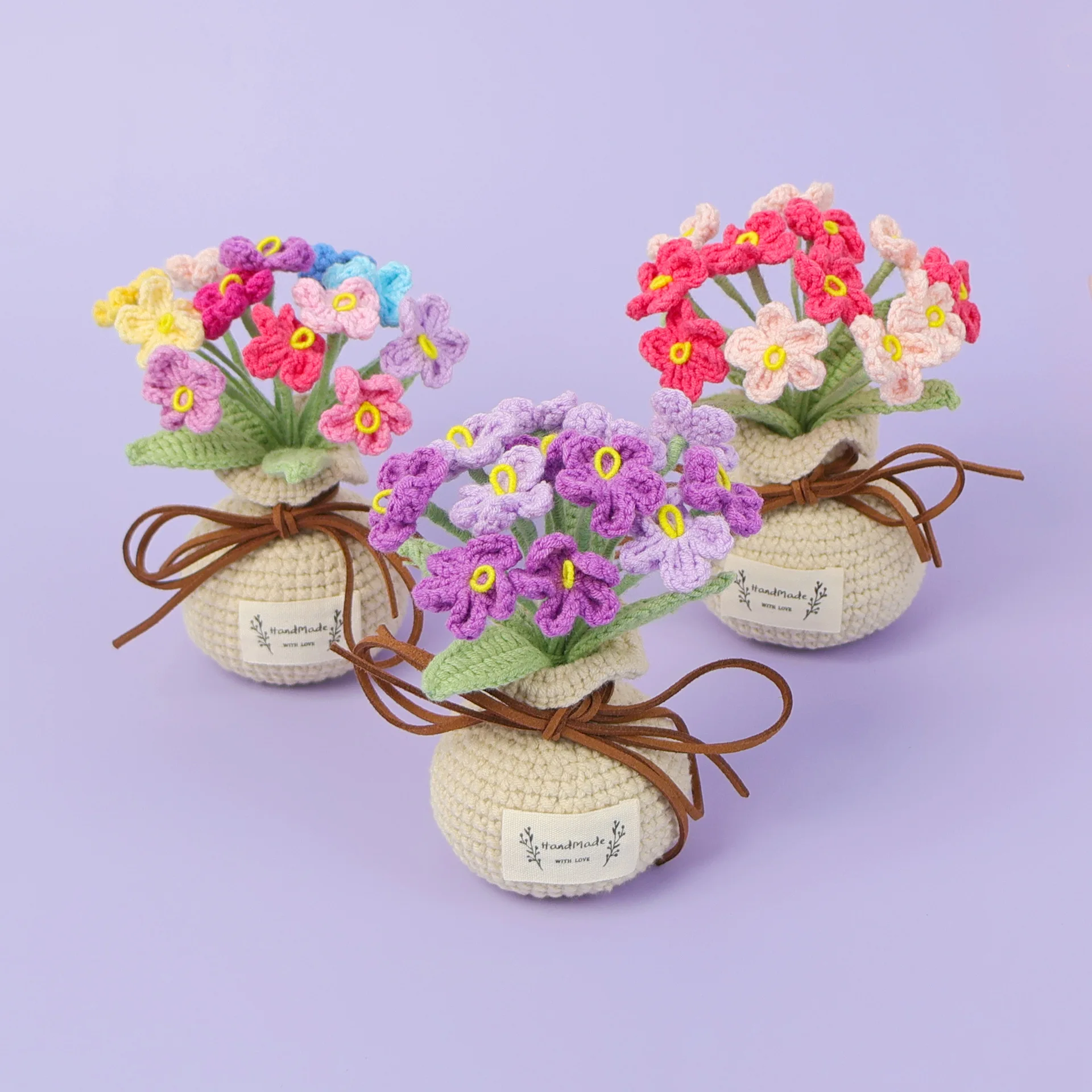 Niedlicher Handgewebter Blumentopf Gehäkelter Blumentopf Schreibtisch-Deko Künstliche Blumen Geschenke für Freunde Foto-Requisiten – Detail 2