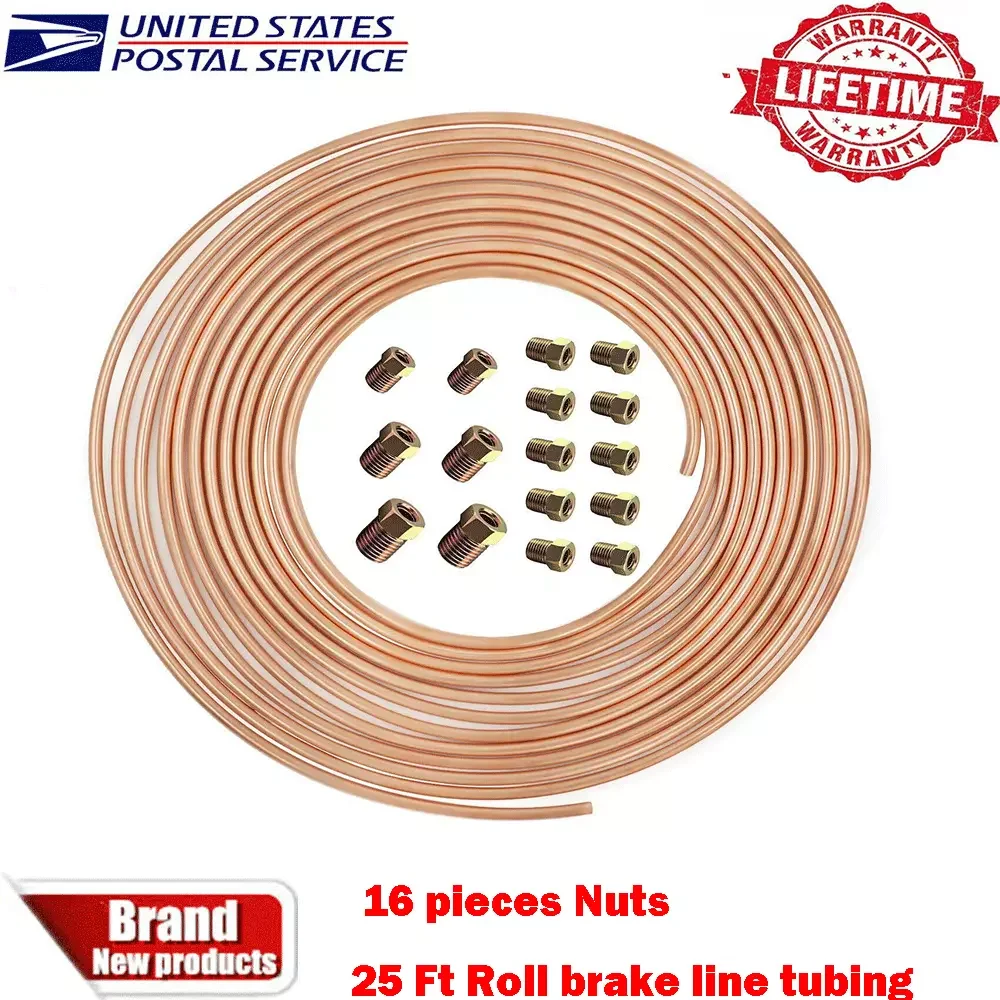 Copper Nickel Brake Line Tubing Kit 3/16 OD 25 Ft Coil Roll all Size Fittings )