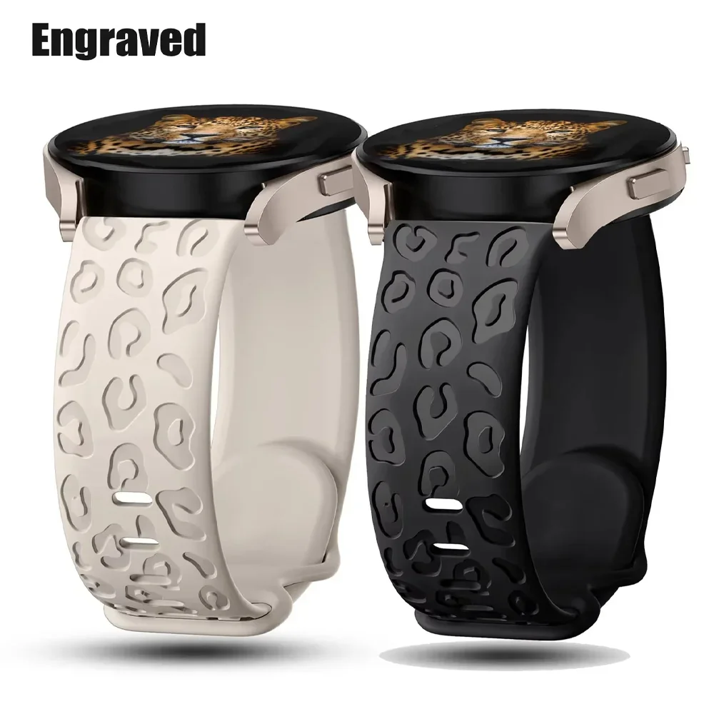 20mm Band for Samsung Galaxy Watch 7 6/5/5 pro/4/6 classic Silicone correa Sport Engraved leopard bracelet Huawei GT 4-3-2 Strap