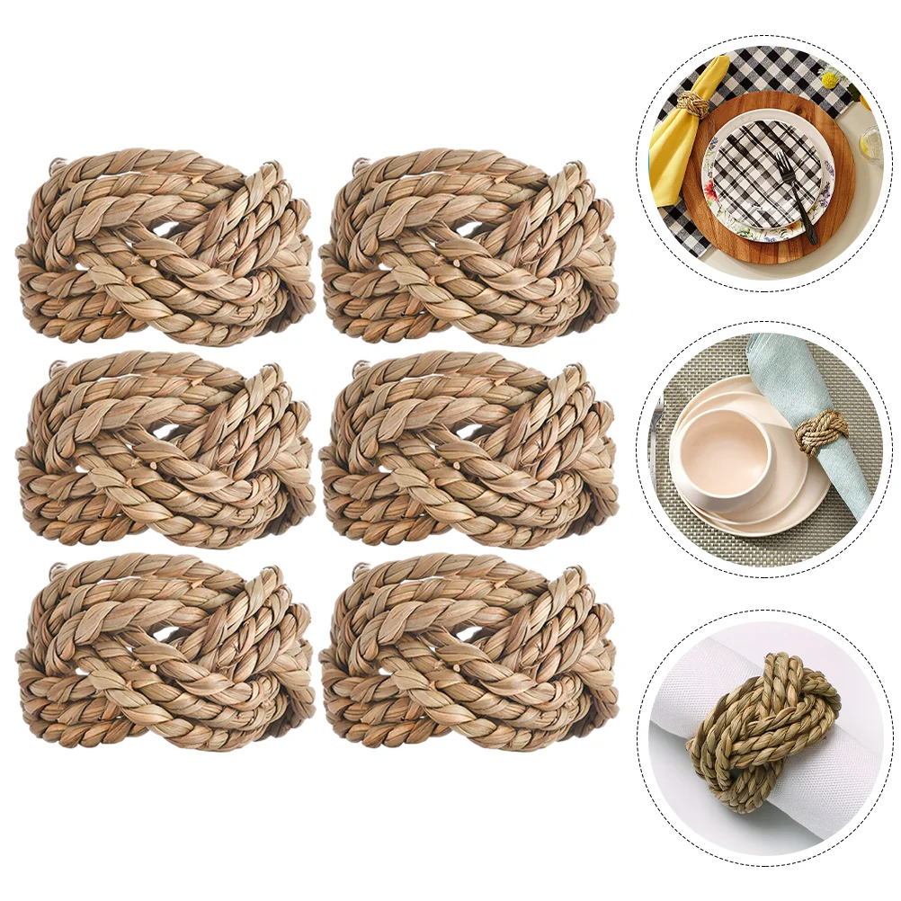 

6pcs Rustic Style Woven Napkin Ring Hand-Woven Straw Kitchen Napkin Rings Rustic napkin rings Straw Napkin Rings