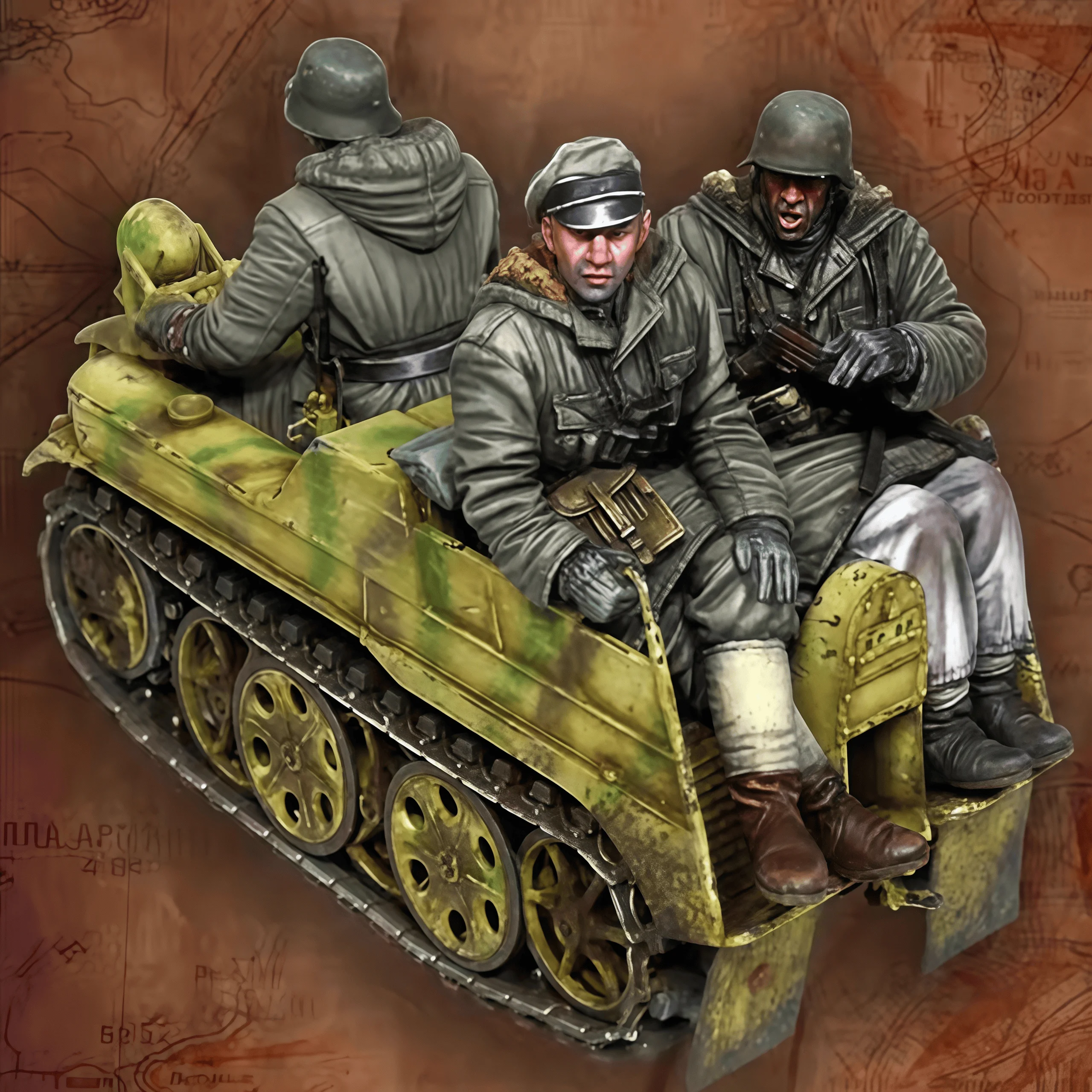 

1: 35 Casting Resin Model Kit, Gk, German Commander 3-person Resin Grey Assembled Model, Unpainted