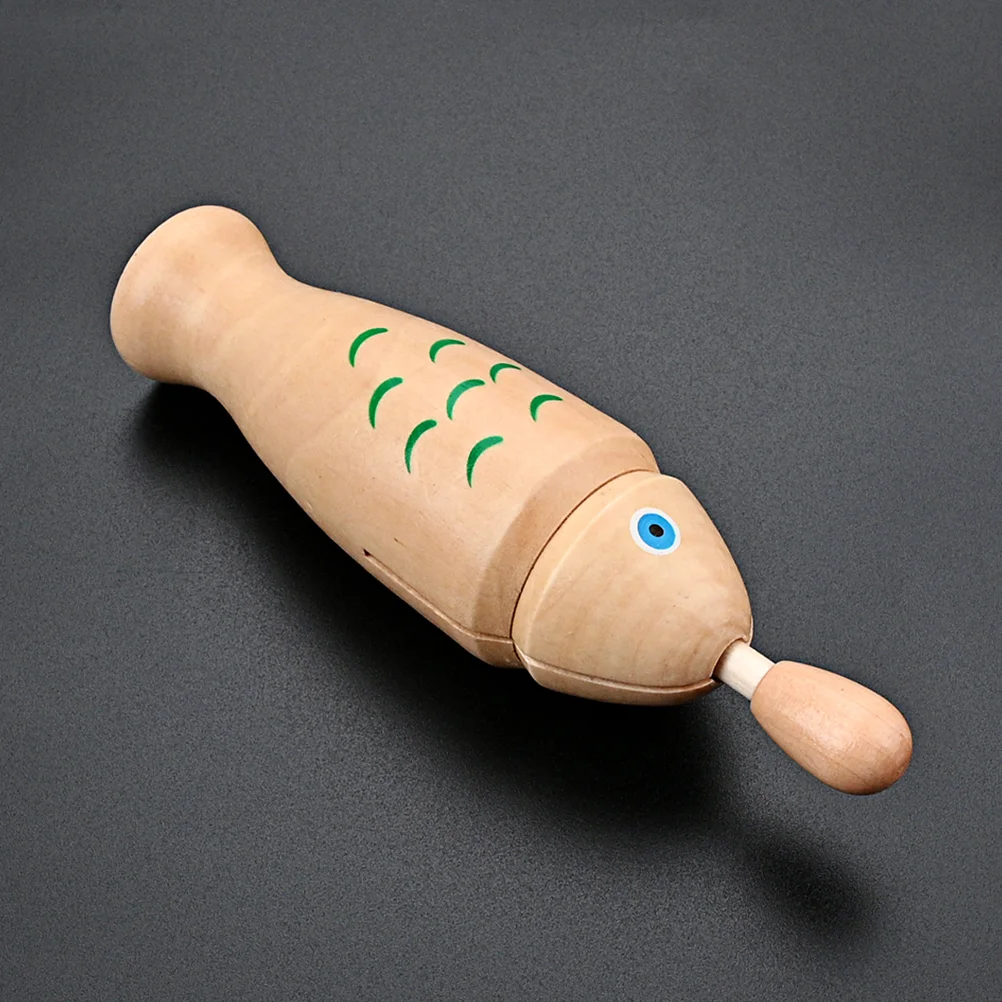 Pesce in legno giocattoli per bambini strumento a percussione semplice Khaki strumenti musicali per bambini bambino