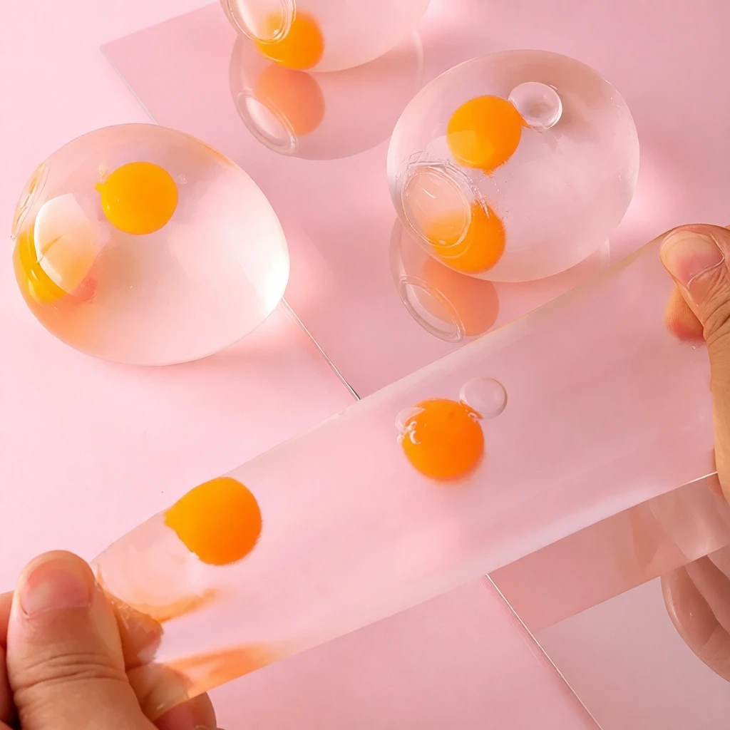 

Мячики-яйца для детей: прозрачные сжимаемые игрушки-антистресс в форме яичного желтка для всех возрастов, сувениры для дня рождения