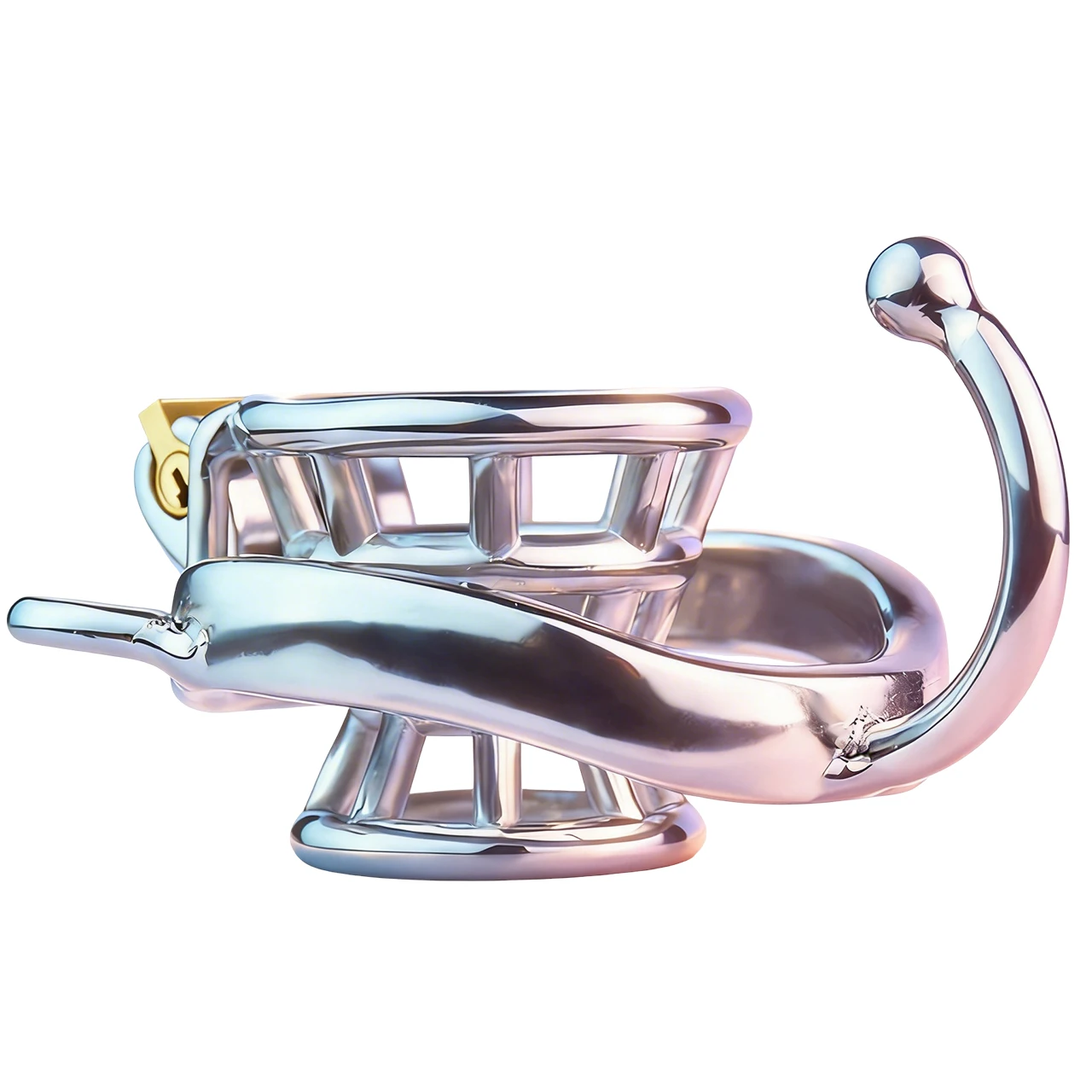 FRRK Sissi Inverted Chastity Lock Penis Cage Stainless Steel Chastity Device Male Denial Erection Abstinence BDSM Erotic Sex Toy