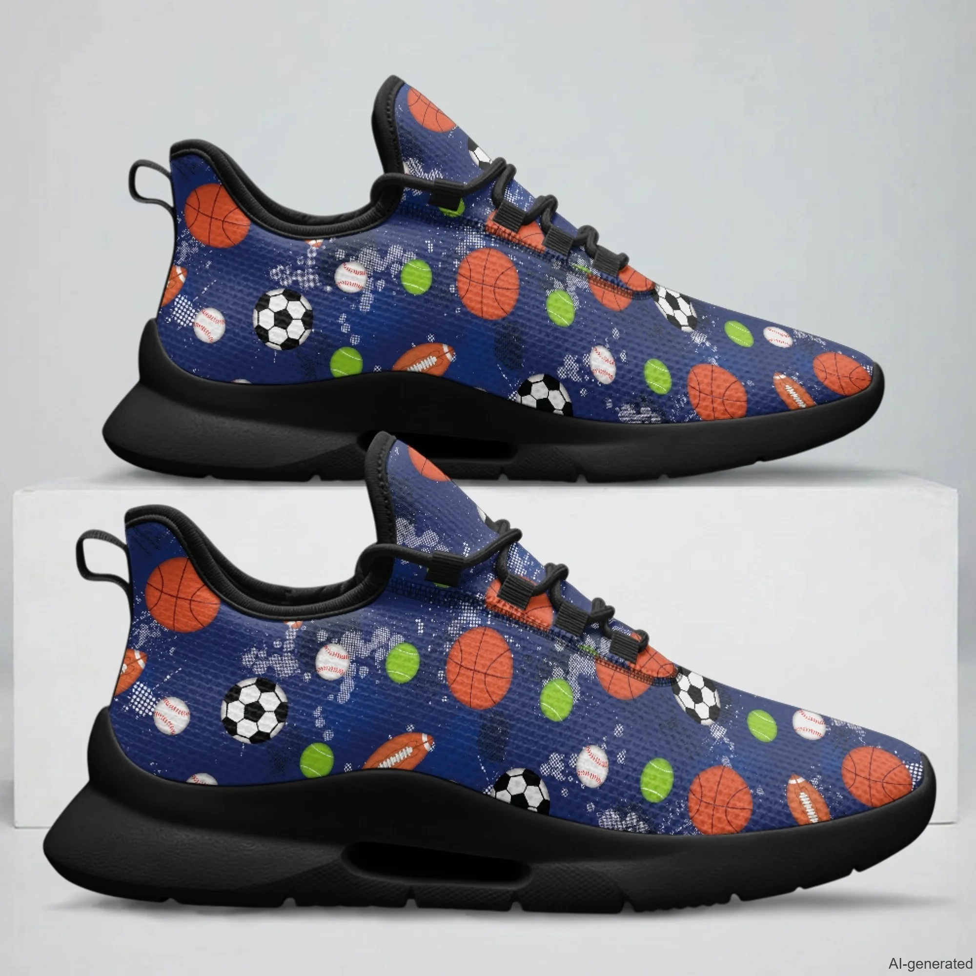 XIXIRIMIDO Lace-up Casual Shoes Men's Sneakers Breathable Mesh Walking Shoes Balls Print Women's Fashion Shoes 35-48