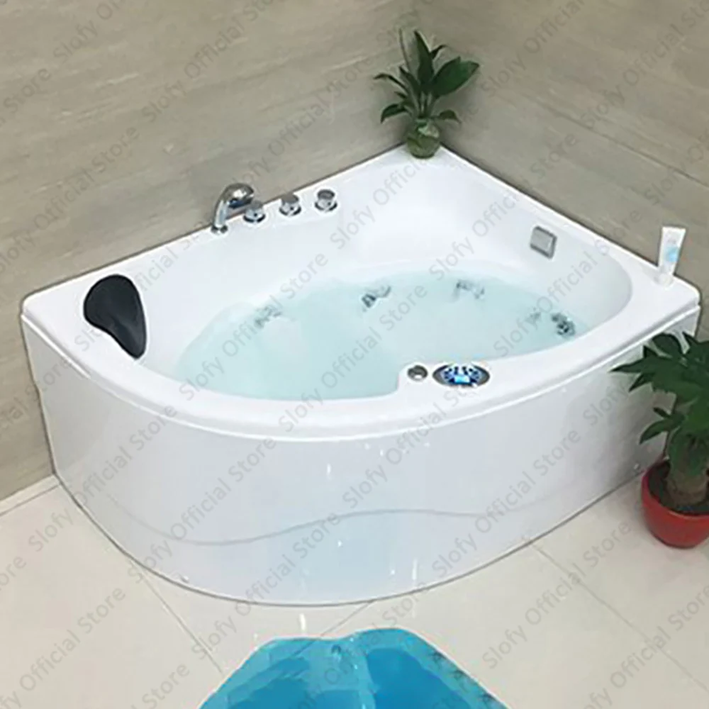 Fan Shaped Acrylic Bathtub, 1.7-Meter,Multifunctional Bathtub Left/Right Skirt, Bathroom Furniture Strong Load-Bearing Capacity