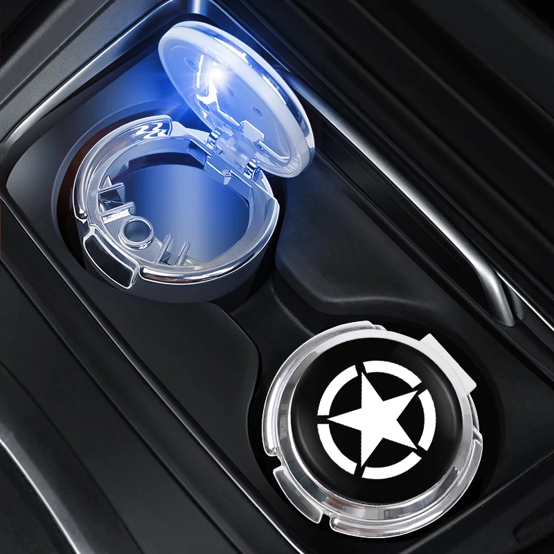 شعار السيارة LED منفضة سجائر المحمولة حامل رماد الدخان ل جيب جراند شيروكي رانجلر المصارع البوصلة رينيجيد ليبرتي تريل هوك #6