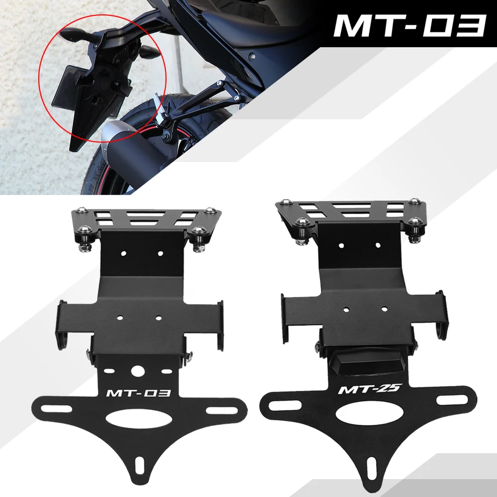 Motorcycle License Plate Bracket Holder Tail Tidy LED Plate For Yamaha YZFR3 R25 MT-03 MT03 MT-25 MT25 2015-2021 2022 2023 2024