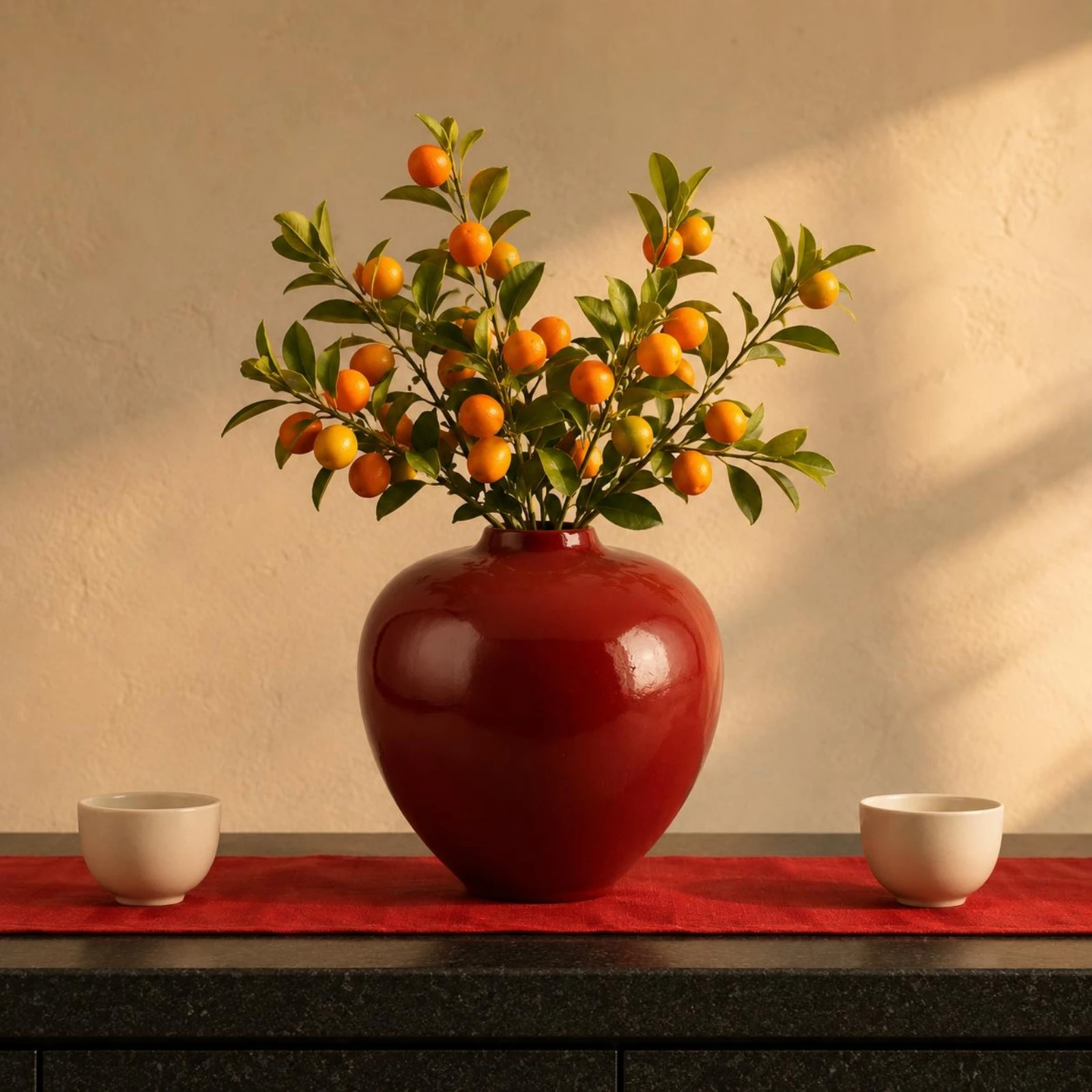 

Red Ceramic Vase Rounded Red Decorative Vase Display Piece Modern Design