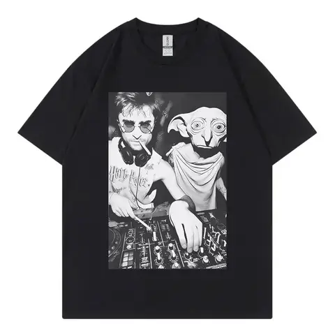 Con Dobby The House Elf DJ Fun Meme Gothic T-shirt Vintage men 's short-sleeved casual T-shirt fashion top