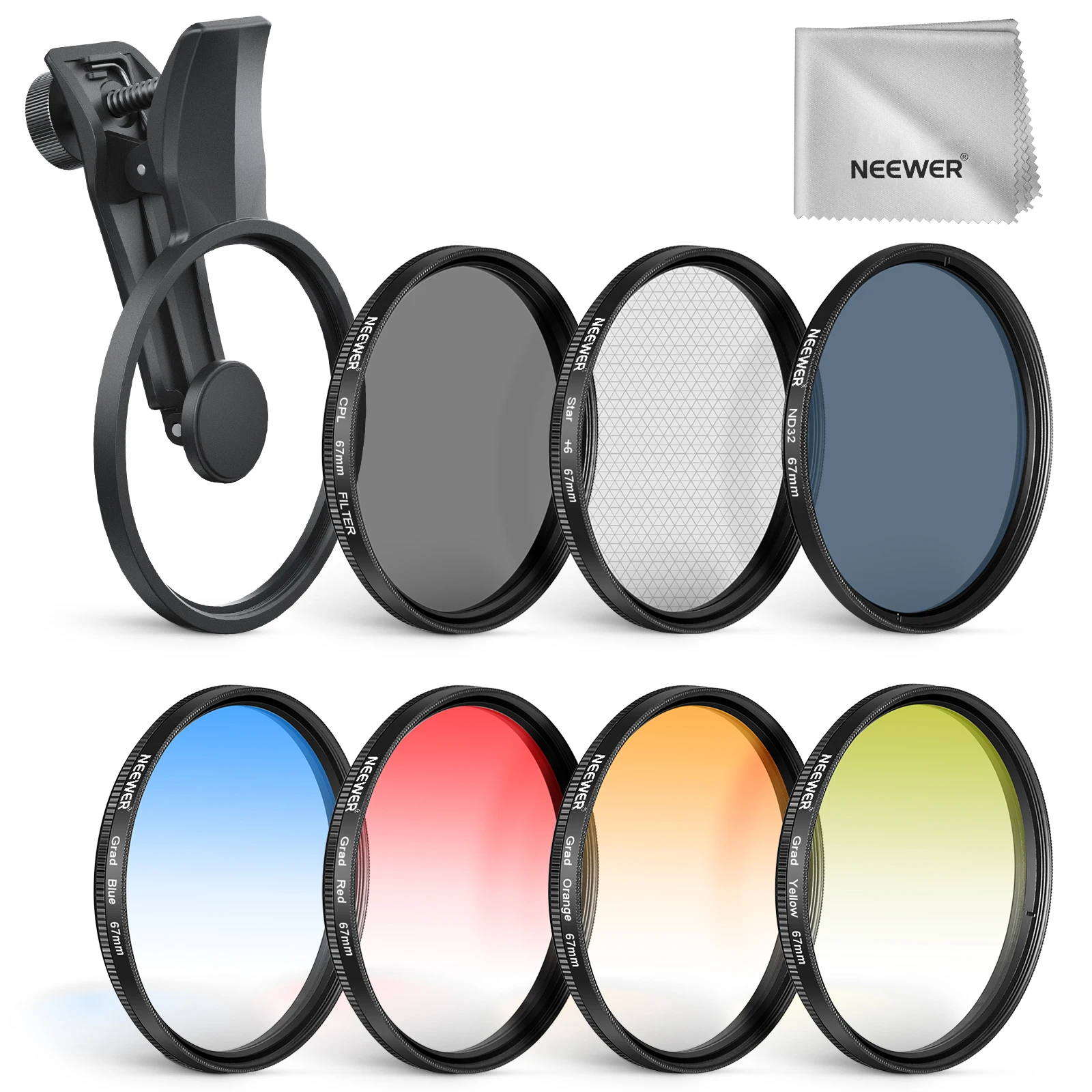 NEEWER 67 mm 7-teiliges ND-Filter-Set für Android Samsung Google Pixel Huawei Xiaomi Clip On CPL+ ND32 + Starlight + GND-Kameraobjektiv – Detail 9