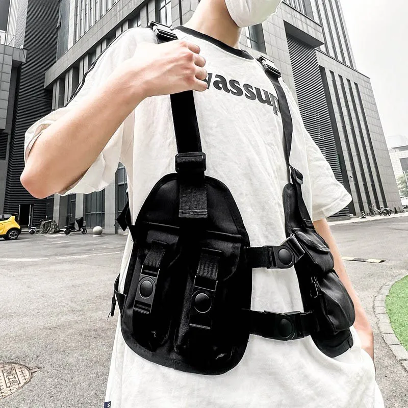 Casual Men's Oxford Chest Packs High Quality Nylon Unisex Chest Rig Bags Hip Hop Multi-pocket Tactical Vest Backpack