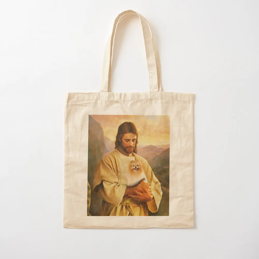 

pomeranian dog and jesus lover Tote Bag Shopper bag cute tote bag Canvas Tote