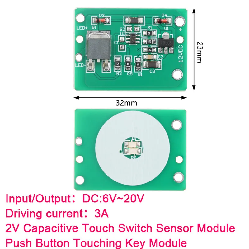 10PCS-1 12V Capacitive Touch Switch Sensor Module Push Button Touching Key Module Jog Latch With Relay DC 6-20V 3A TTP223 module