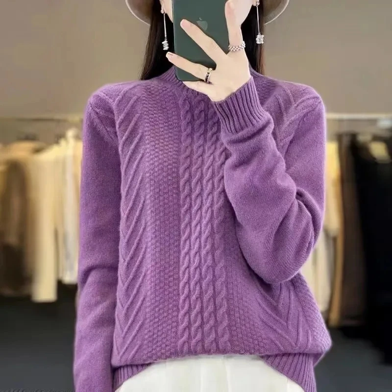 

Autumn Winter Knitted Ribbed Turtleneck Sweater Women Clothes 2024 Long Sleeve Slim Basic Pullover Woman Sweaters Solid Tops