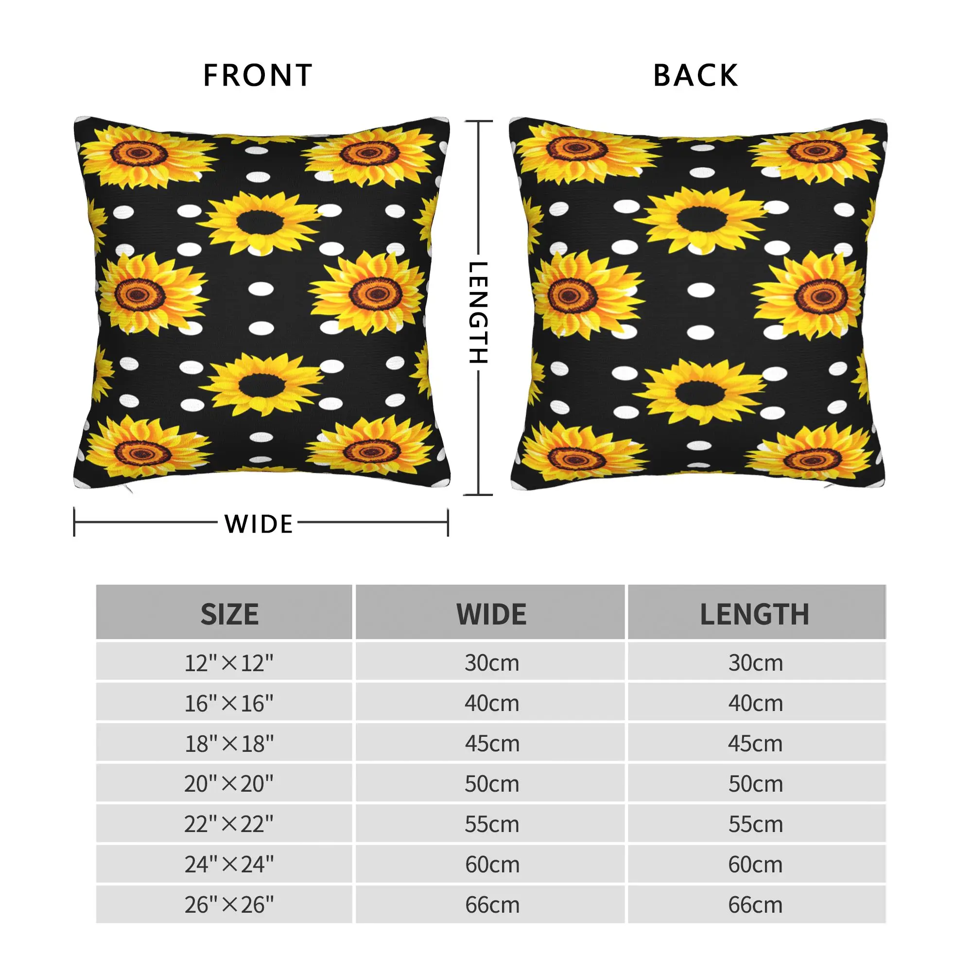 Sunflower Polka Dot Noir Pillowcases  Retro Trendy Pillow Case For Living Room Bed Chair Comfy Pillow Cover