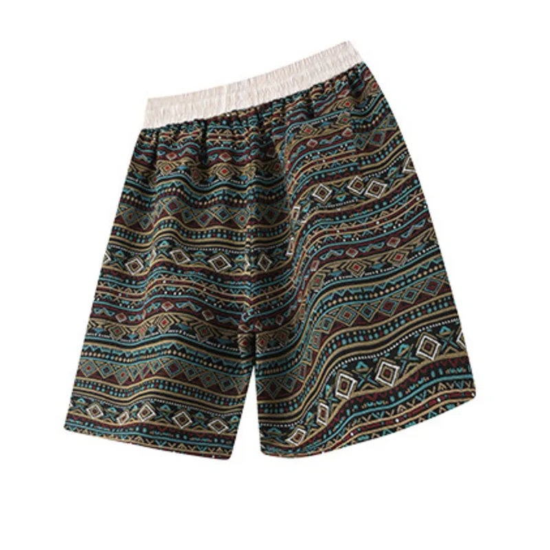 HKSH Summer New Men's Tide Ethnic Style Jacquard Shorts Outdoor Streetwear American Hawaiian Beach Capris Chic Ins Punk HK22701