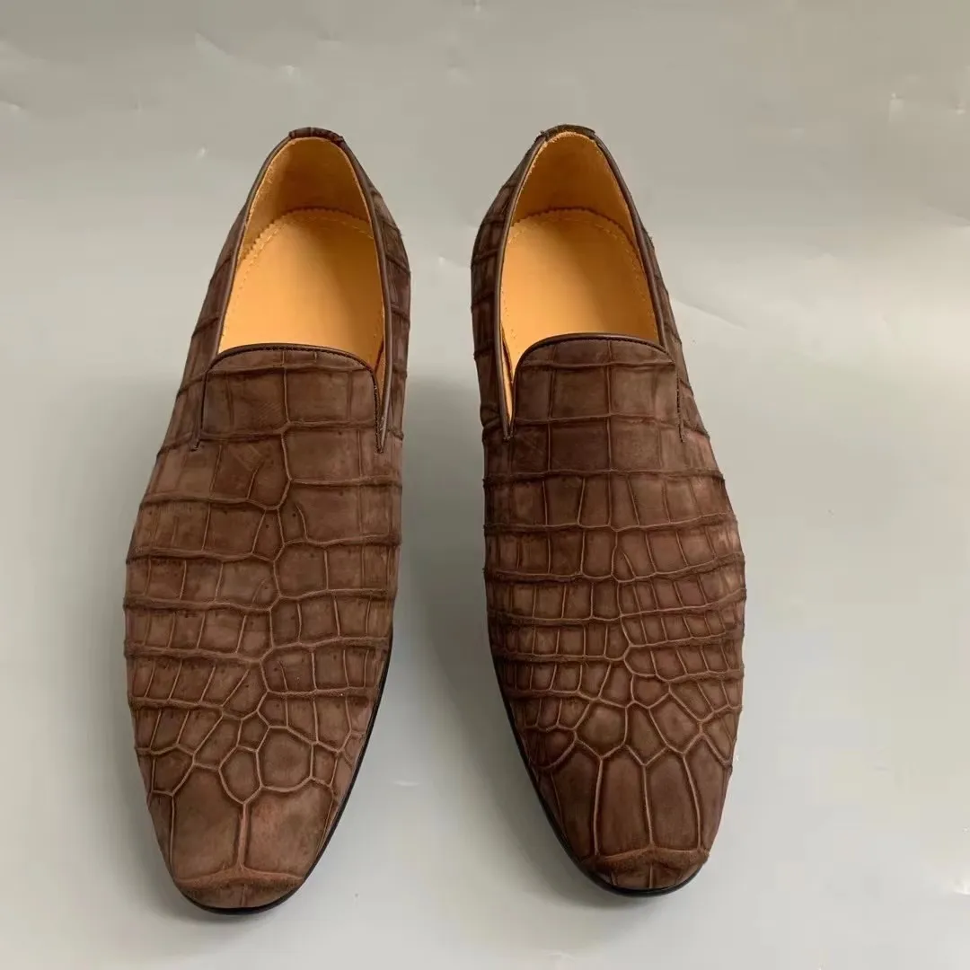 yingshang new men dress shoes male crocodile shoes formal shoes Frosted coffee color matte