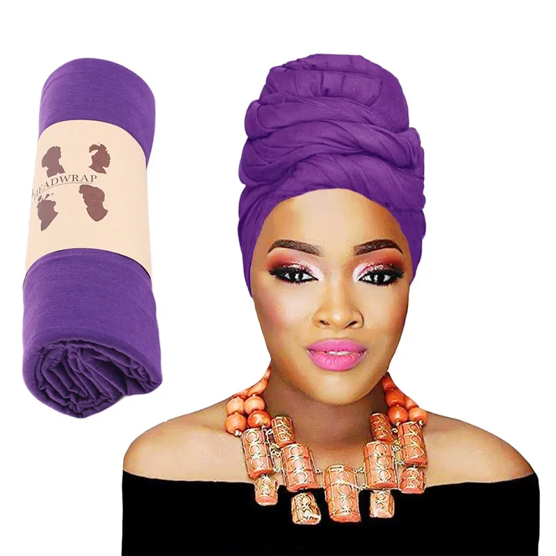 

African Women Long Tail Scarf Turban Head Wrap Muslim Hijab Bonnet Hat Chemo Cap Headscarf Headties Jersey Shawls Wrap Headwear