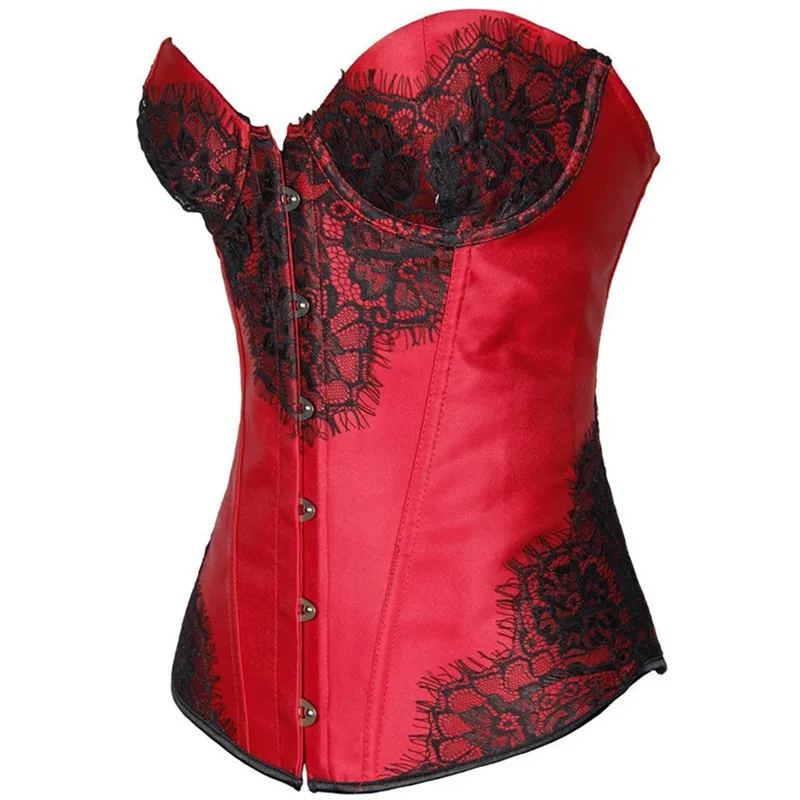 Women Sexy Overbust Corset Bustier with Jacquard Satin Corsets Top Plus Size Vintage Gothic Corselet Korset Burlesque Costume