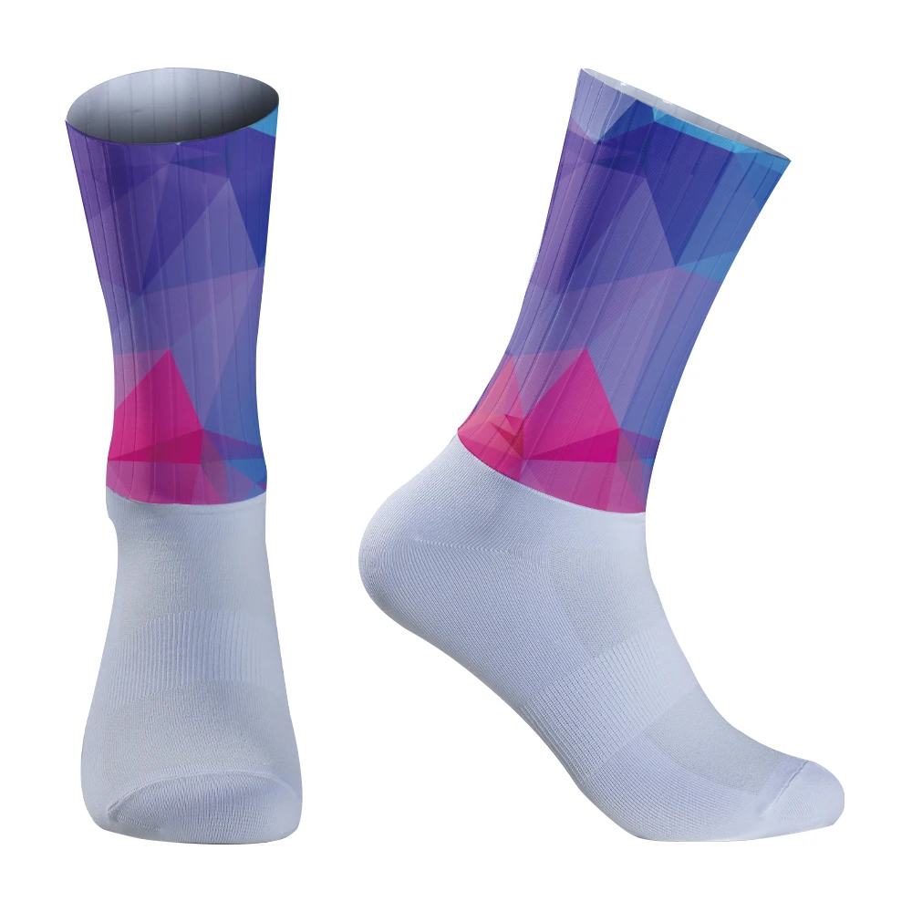 2024 Aero Cycling Anti Slip Silicone Seamless Pro Team Socks Breathable Socks Outdoor Running Sport Champion Rainbow Bike socks